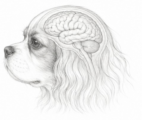 Ilustração anatômica da cabeça de um cão